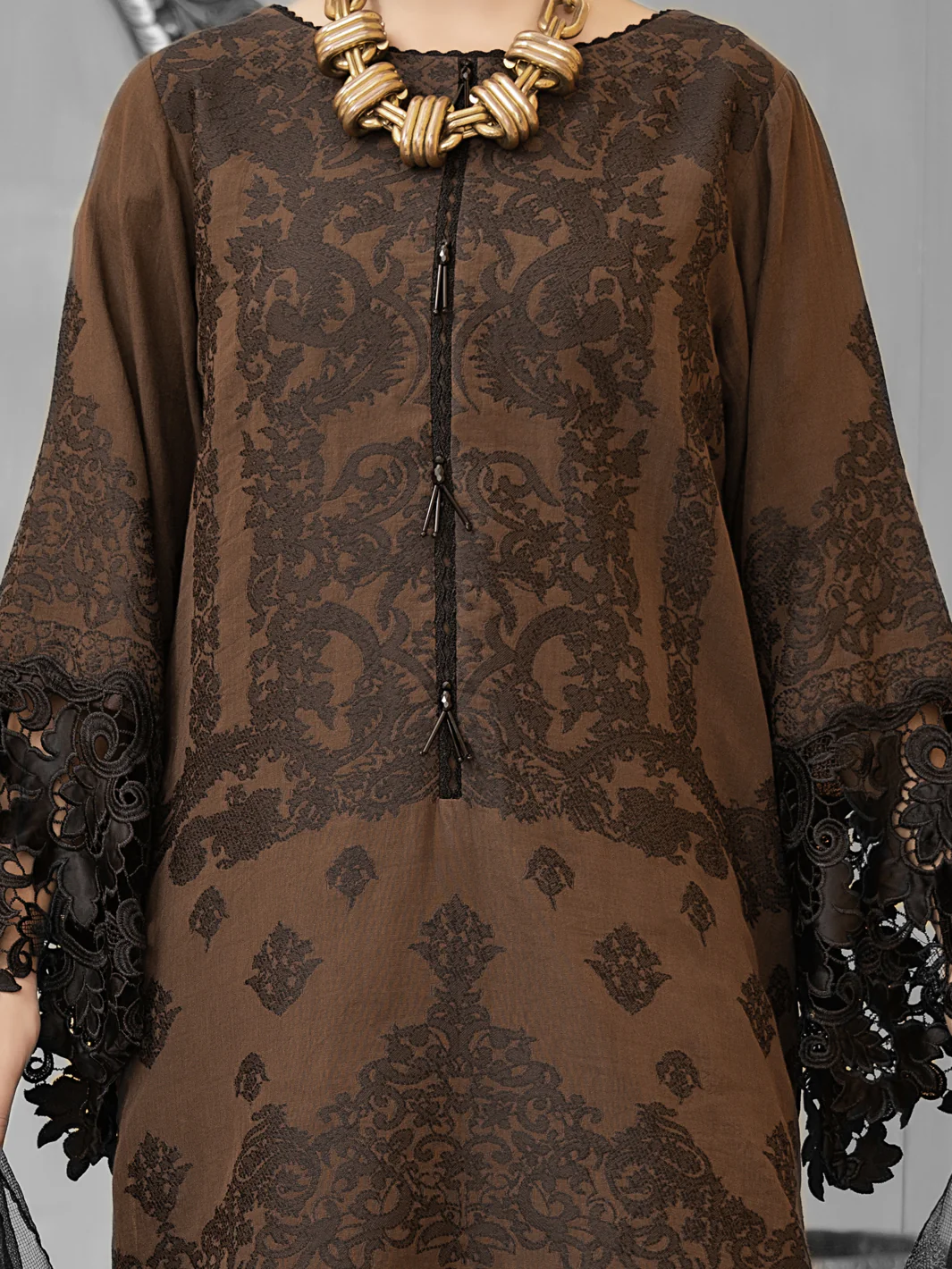 Black Jacquard 3 Piece Stitched - ALP-1030 - Image 2