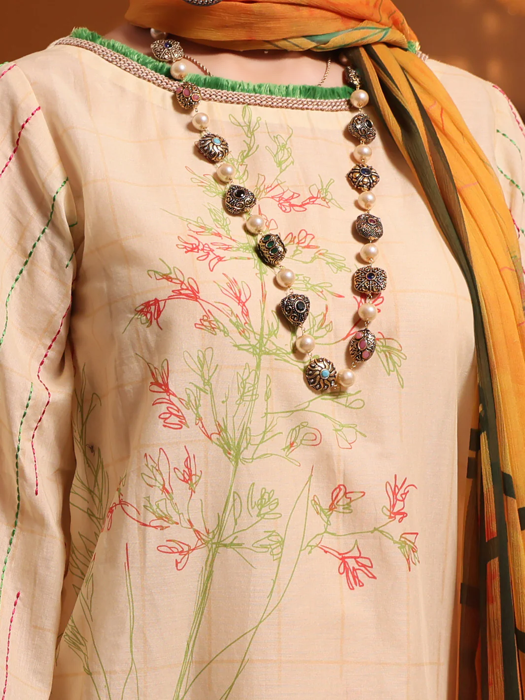 Cream Lawn 3 Piece Stitched - ALP-3PS-1036/S - Image 2