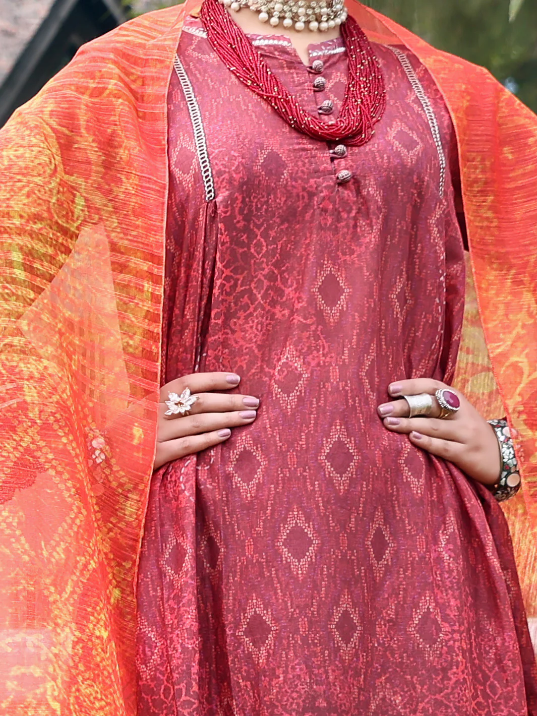 Maroon Lawn 3 Piece Stitched - ALP-3PS-1045/S - Image 2