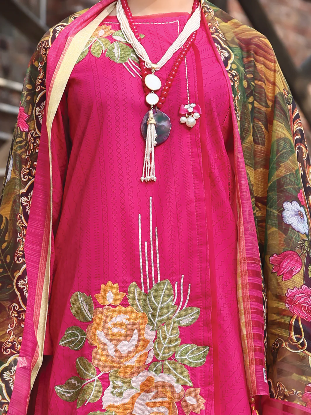 Fuchsia Lawn 3 Piece Stitched - ALP-3PS-1061/S - Image 2