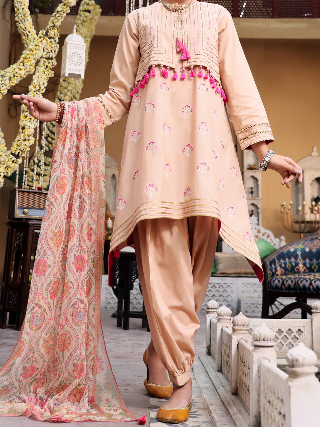 Beige Cambric 3 Piece Unstitched - ALP-3PS-1093