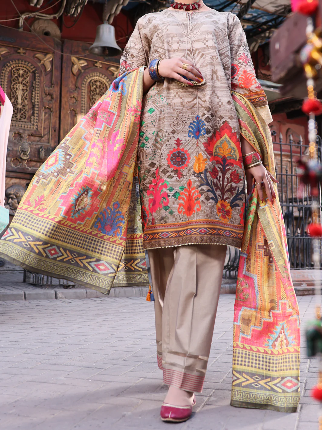 Beige Lawn 3 Piece Stitched - ALP-3PS-1121/S