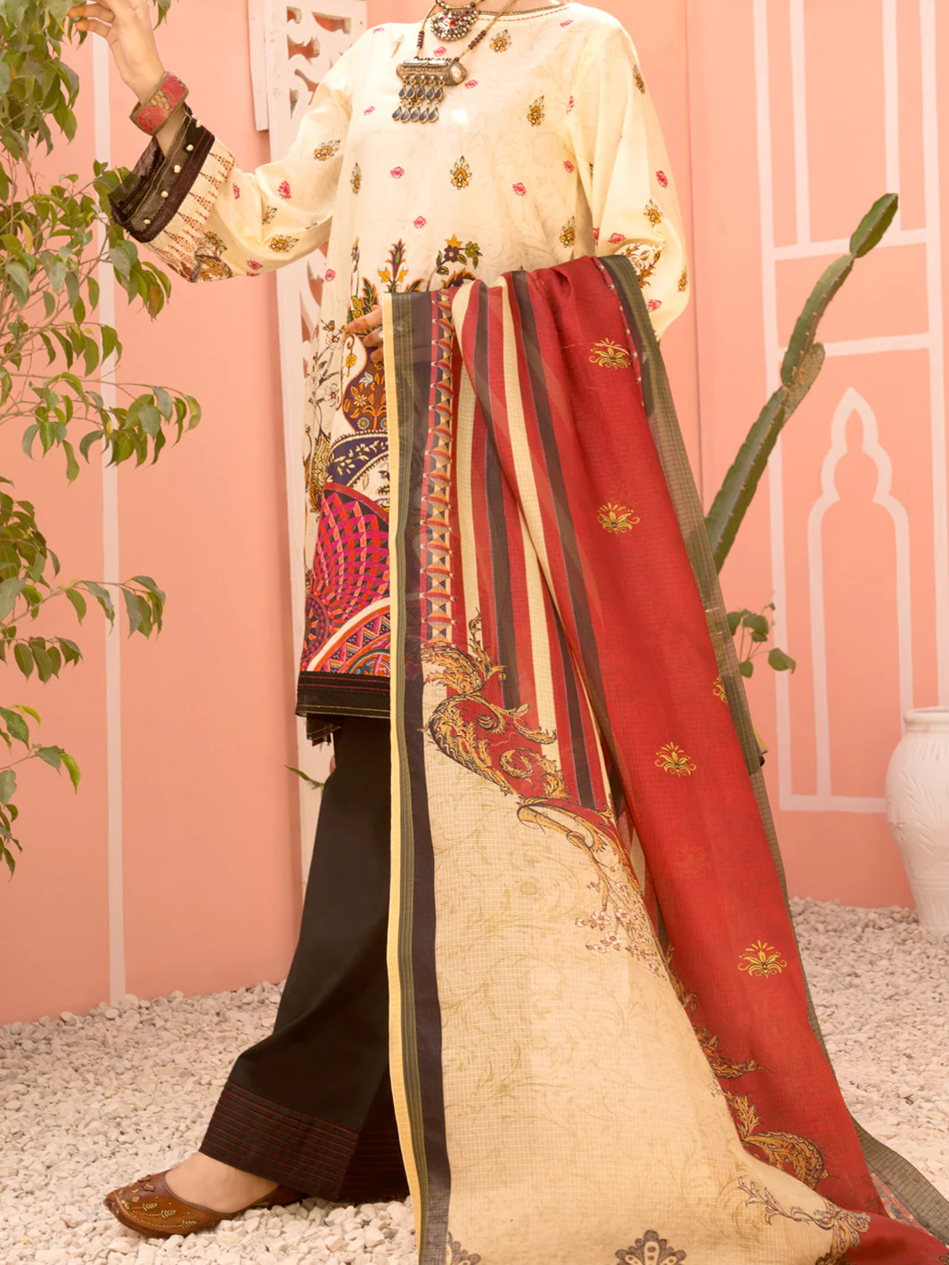 Cream 3 Piece Stitched - ALP-3PS-1138