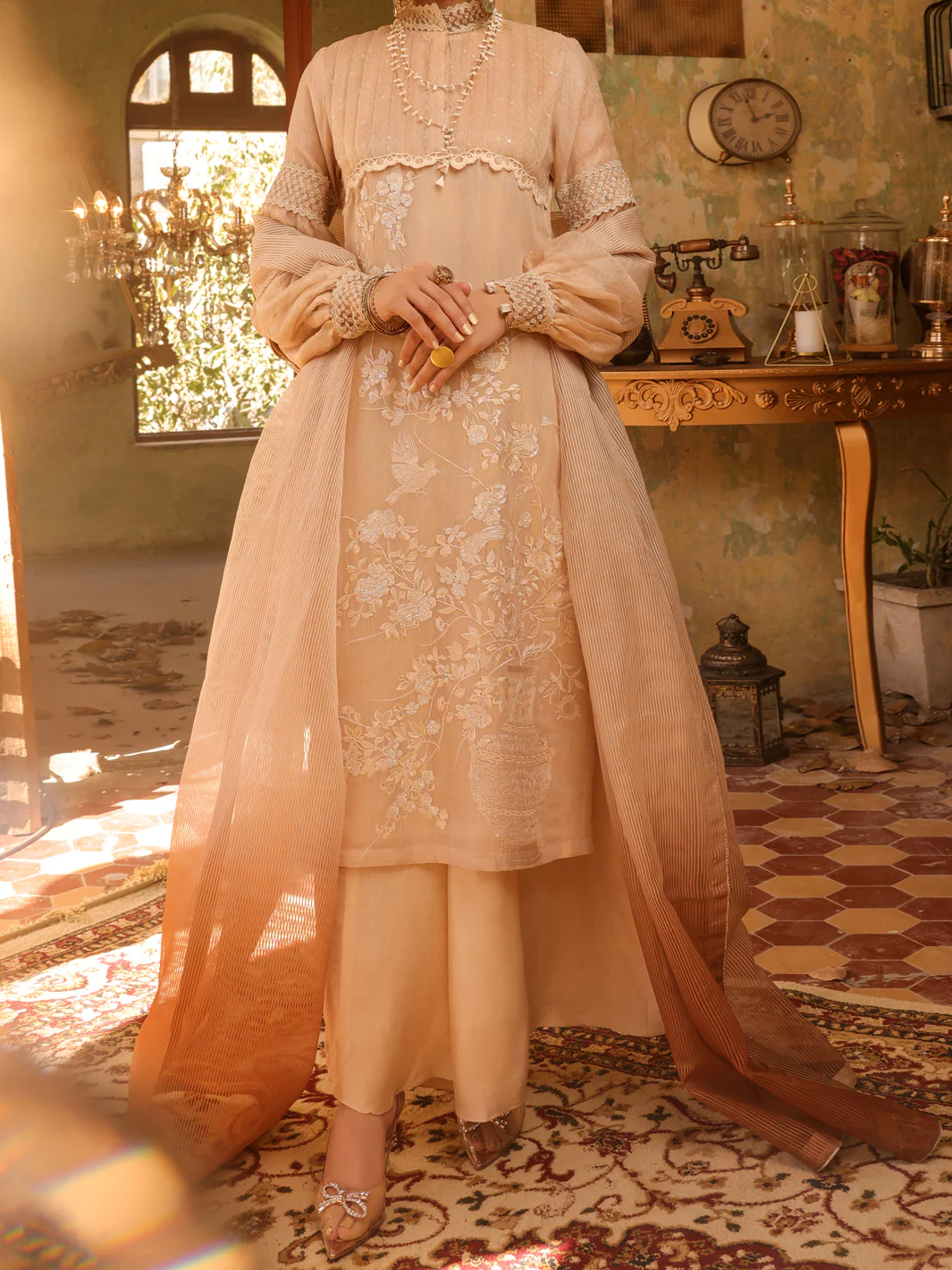 Beige Cotton Mesuri 3 Piece Stitched - ALP-3PS-1290