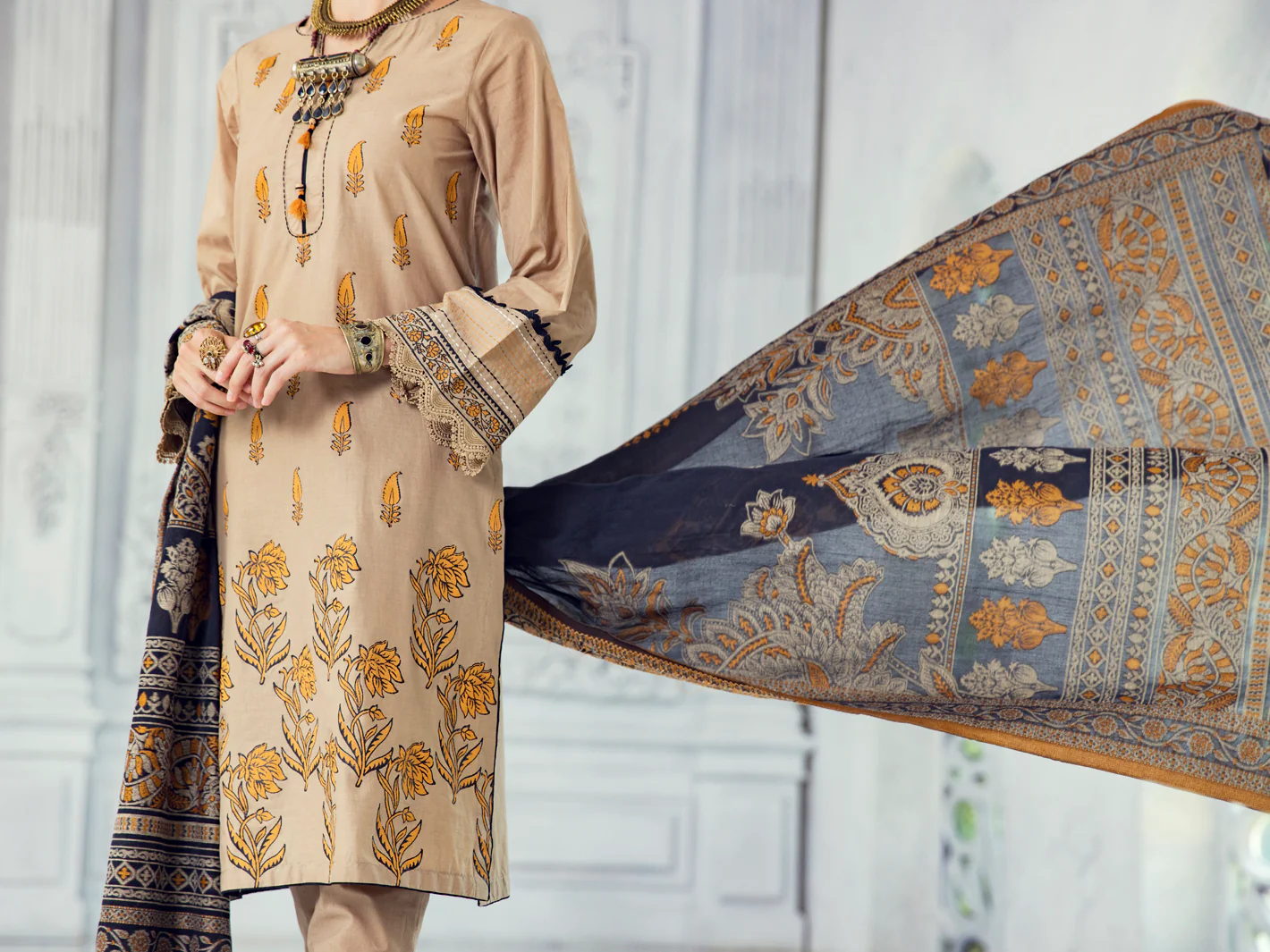 Beige Lawn 3 Piece Unstitched - ALP-3PS-1306 - Image 4