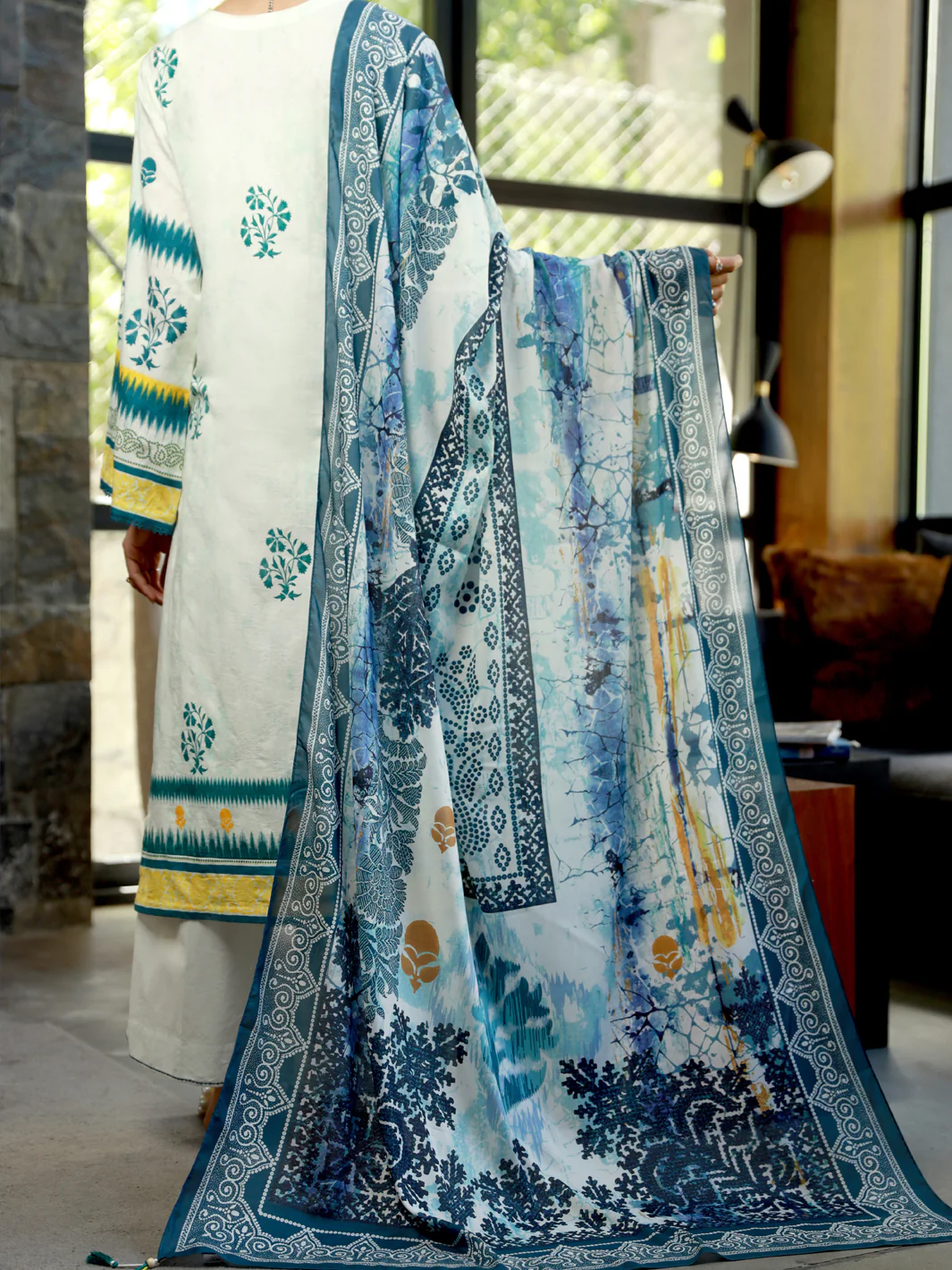 Aqua Dobby 3 Piece Stitched - ALP-3PS-1391 - Image 2