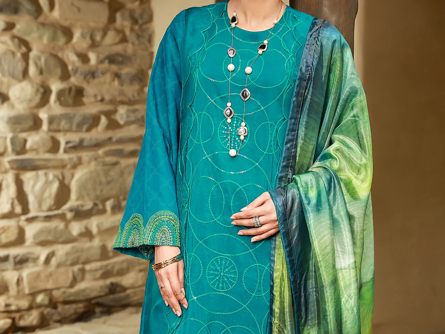 Sea Green 3 Piece Unstitched - ALP-3PS-1405 - Image 4