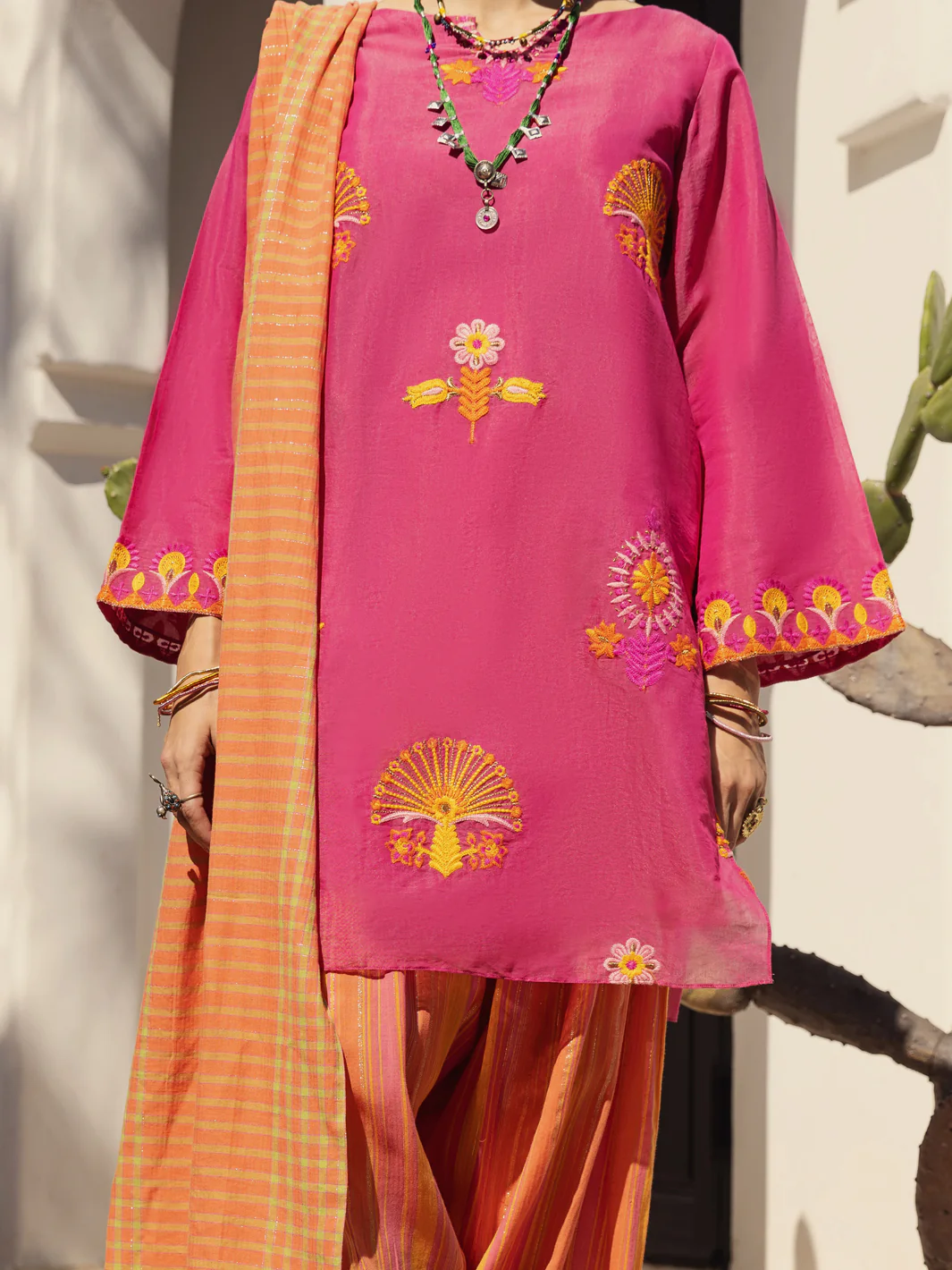 Pink Cotton Yarn-Dyed 3 Piece Unstitched - ALP-3PS-1441 - Image 2