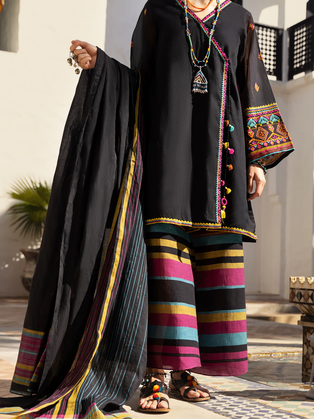 Black Yarn-Dyed 3 Piece Stitched - ALP-3PS-1443