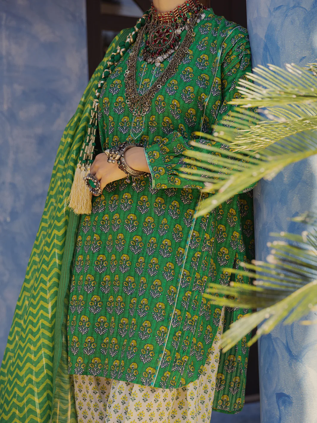 Green Dobby Jacquard 3 Piece Stitched - ALP-3PS-1502 - Image 4