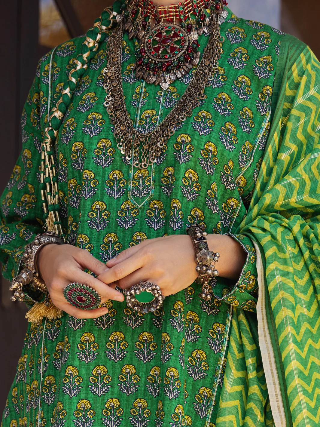 Green Dobby Jacquard 3 Piece Stitched - ALP-3PS-1502 - Image 5