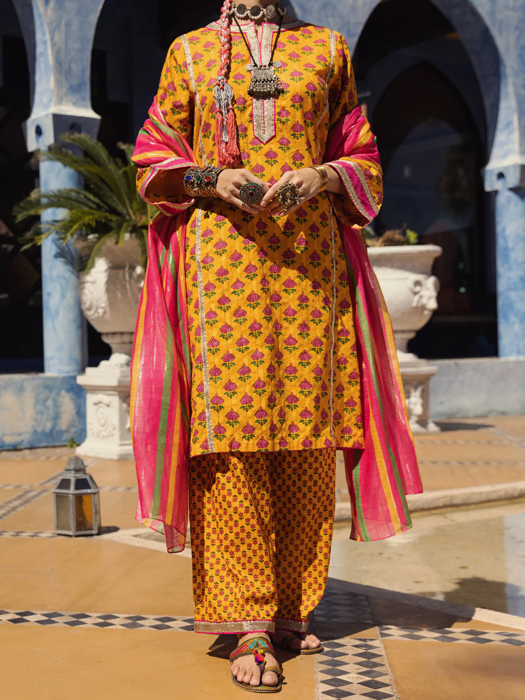 Mustard Jacquard 3 Piece Stitched - ALP-3PS-1503