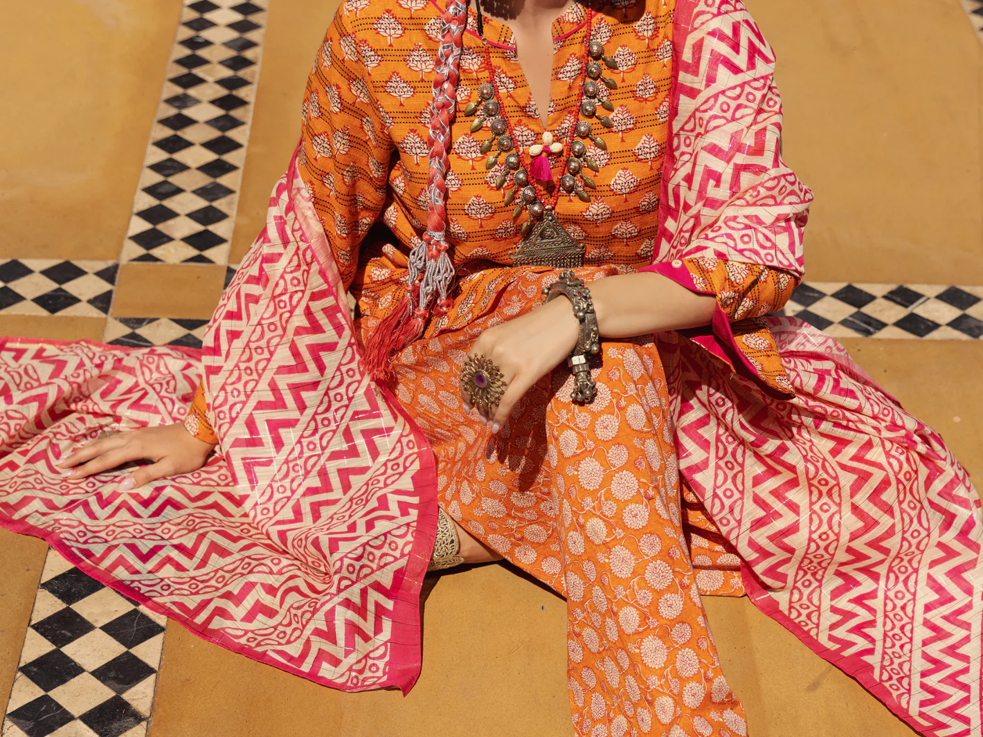 Orange Dobby 3 Piece Stitched - ALP-3PS-1504 - Image 3