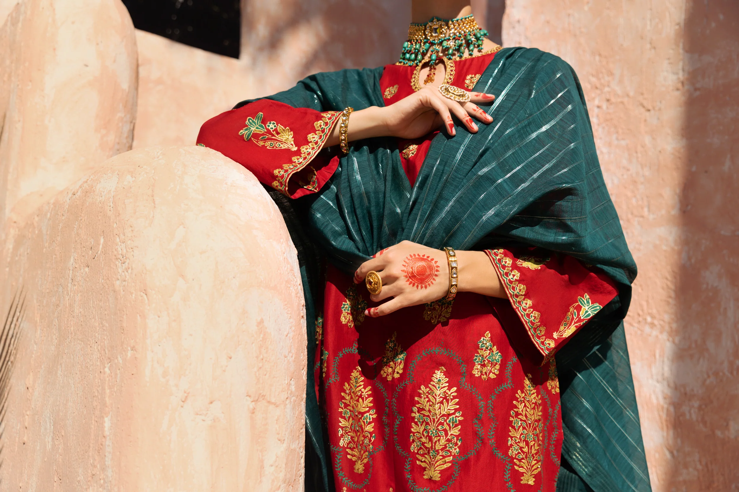 Red Silk 3 Piece Unstitched - ALP-3PS-1521 - Image 3