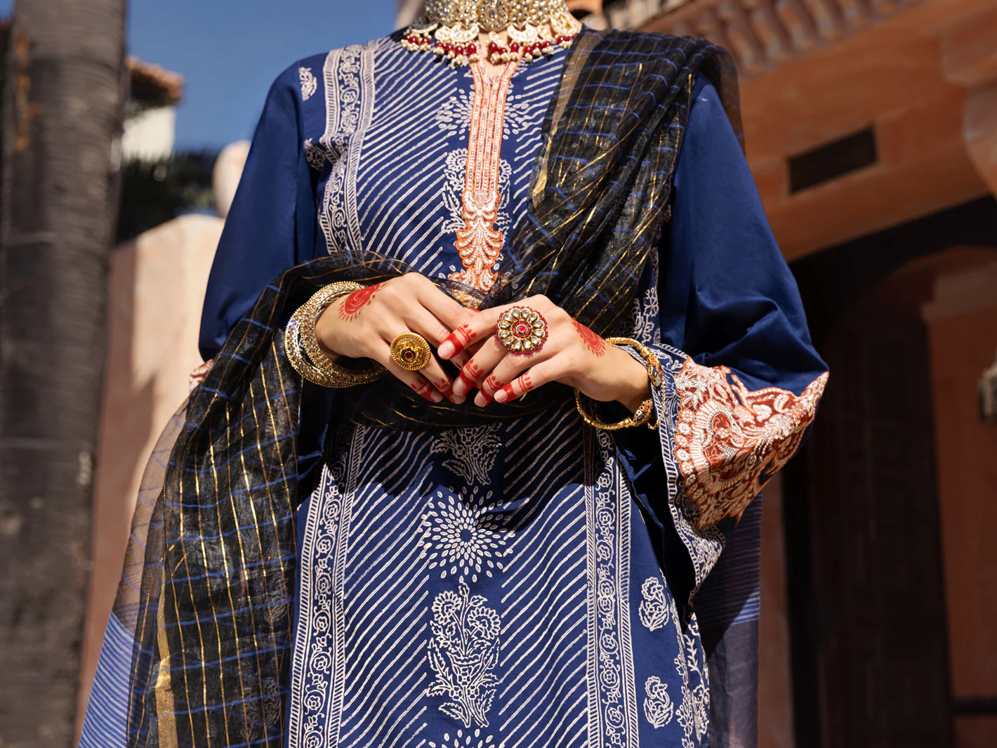 Blue Jacquard 3 Piece Unstitched - ALP-3PS-1523 - Image 3