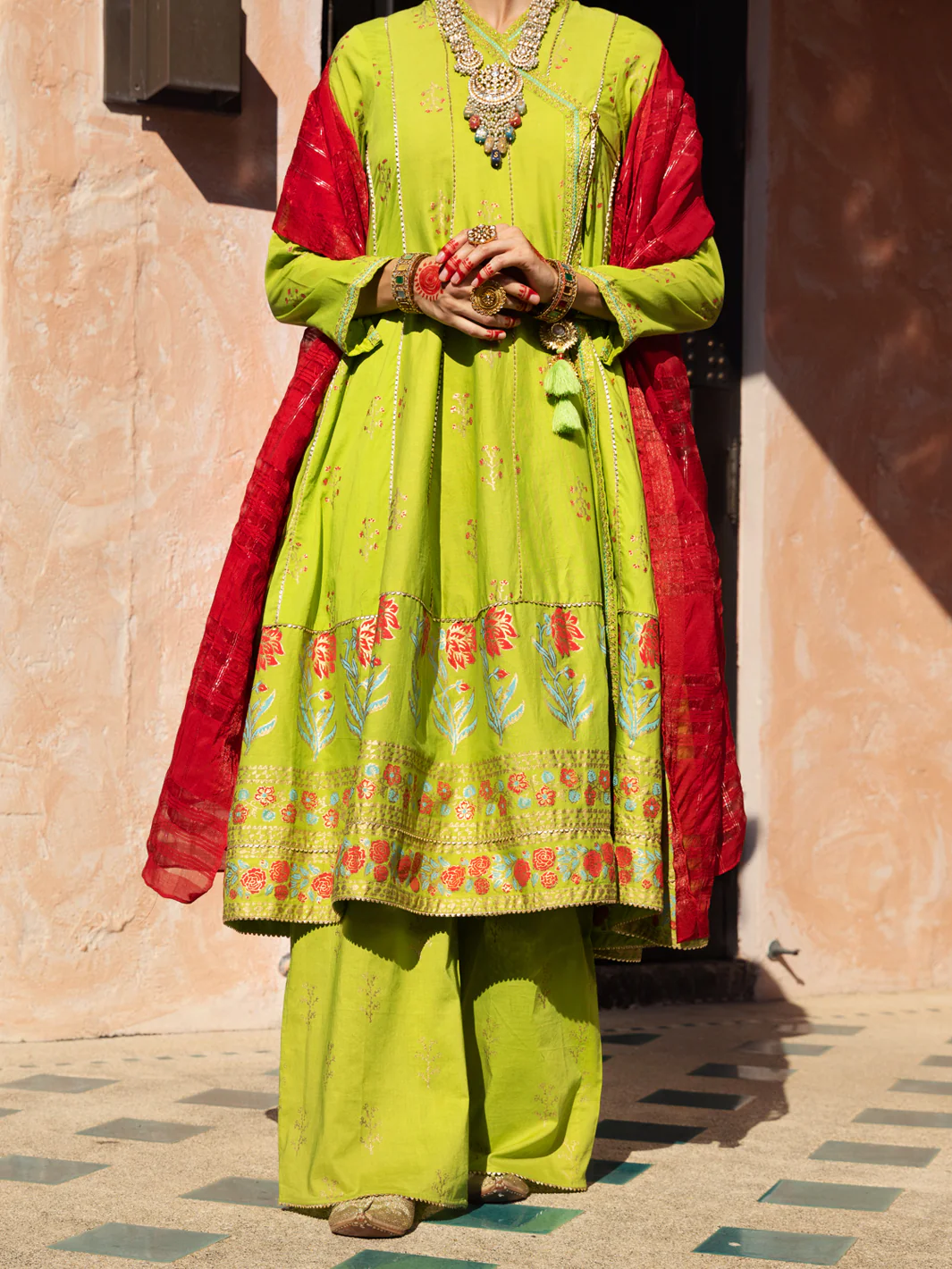 Lime Green Dobby Jacquard 3 Piece Unstitched - ALP-3PS-1525 - Image 4