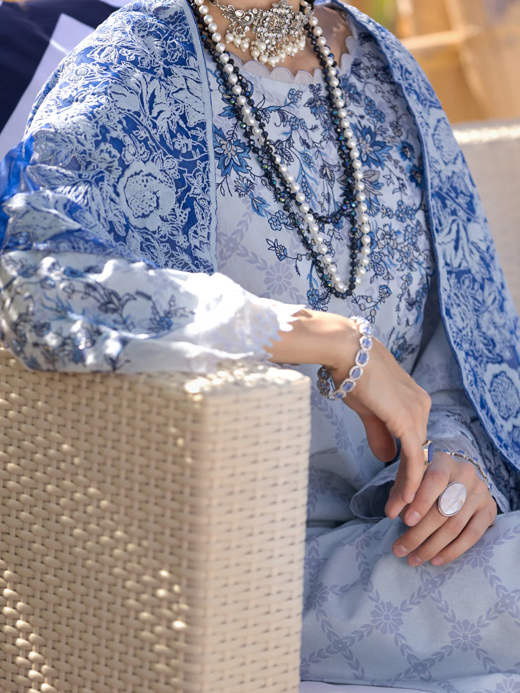 Light Grey Silk Chanderi 3 Piece Unstitched - ALP-3PS-1528 - Image 4