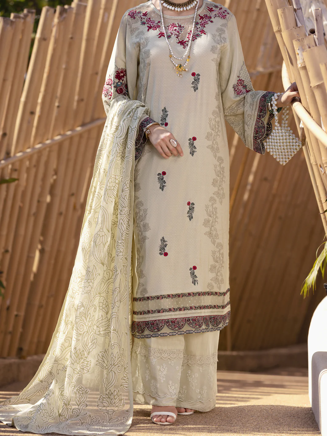 Sage Green Chanderi 3 Piece Stitched - ALP-3PS-1529