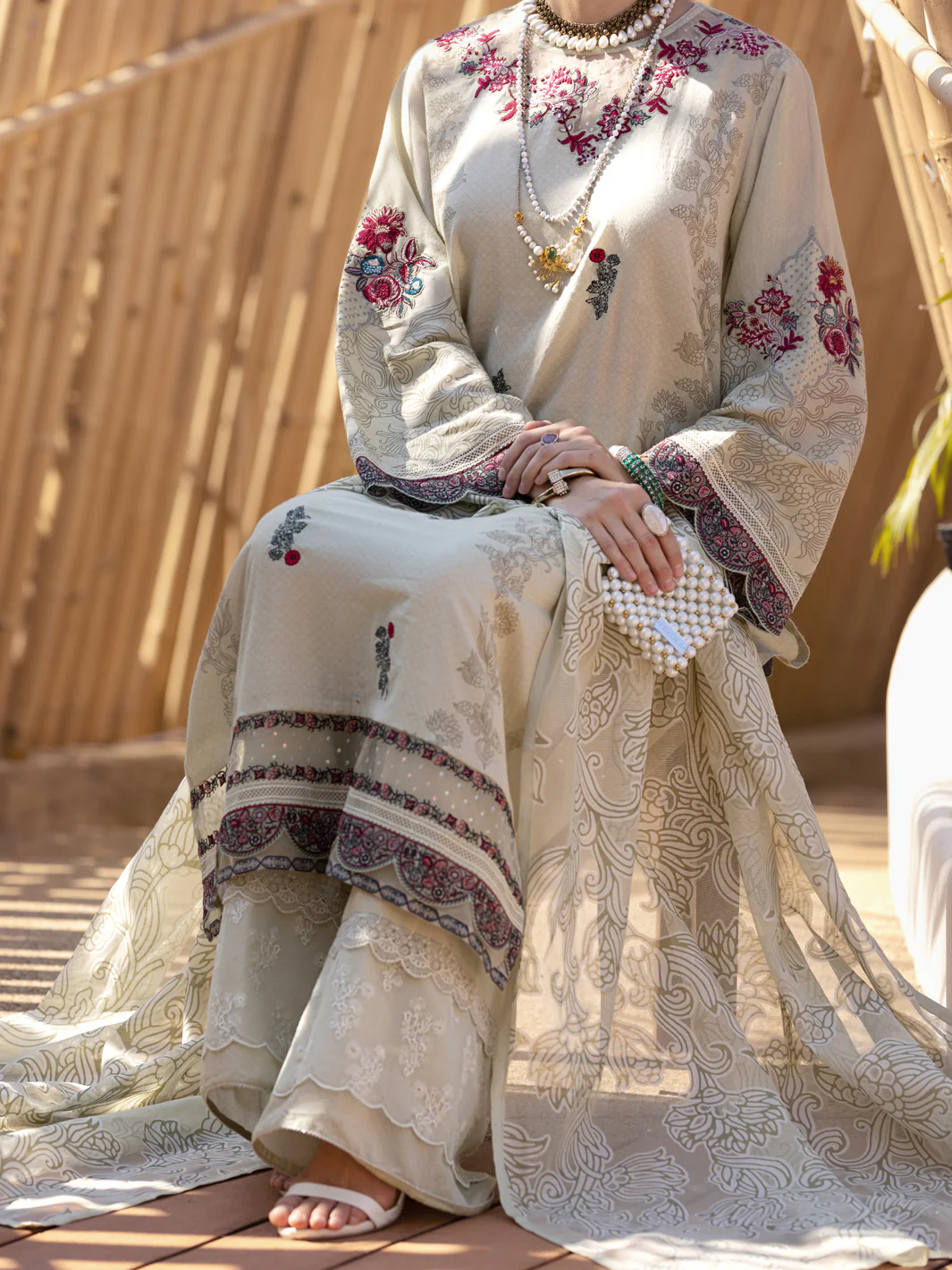 Sage Green Chanderi 3 Piece Stitched - ALP-3PS-1529 - Image 3