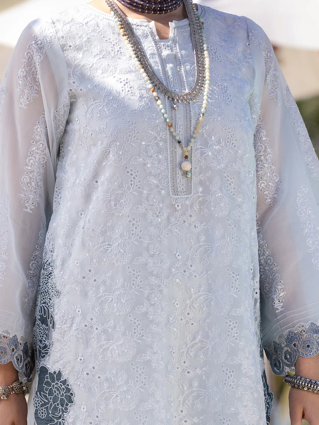 Grey Poly Organza 3 Piece Stitched - ALP-3PS-1530 - Image 4