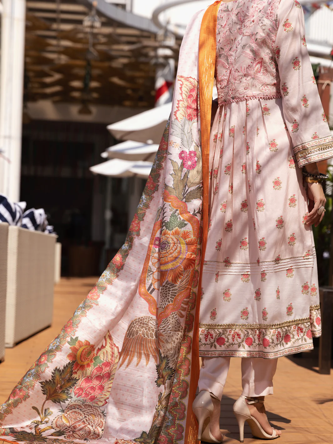 Peach Chanderi 3 Piece Unstitched - ALP-3PS-1531 - Image 2