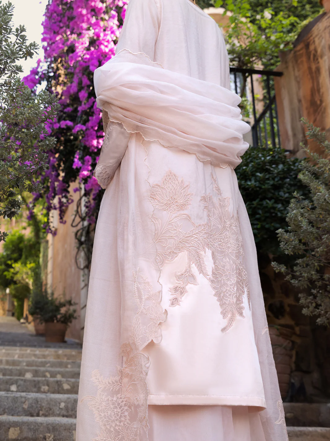 Peach Poly Khaddi Net 3 Piece Stitched - ALP-3PS-1536 - Image 2