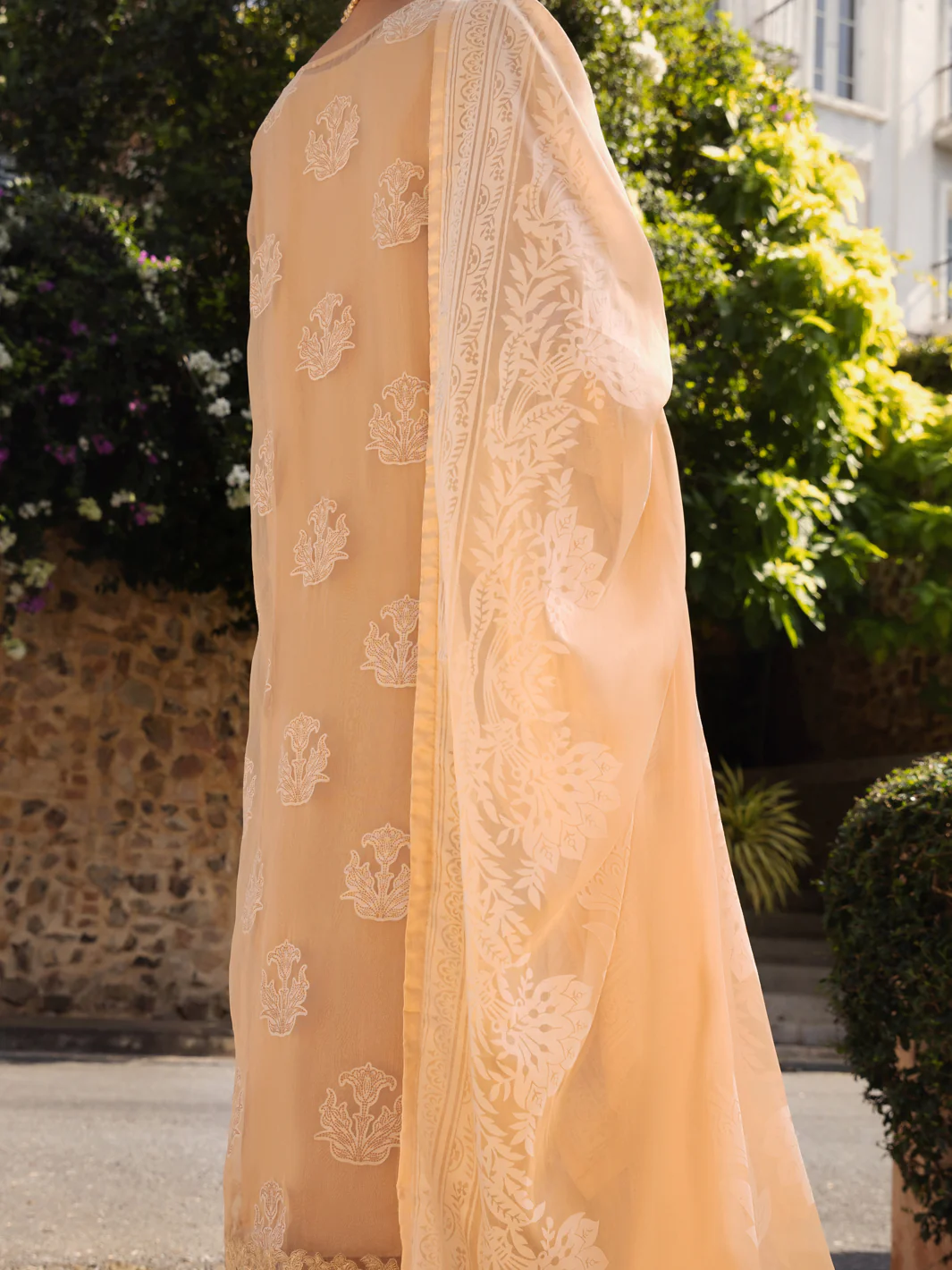 Skin Organza Burnout 3 Piece Unstitched - ALP-3PS-1538 - Image 2