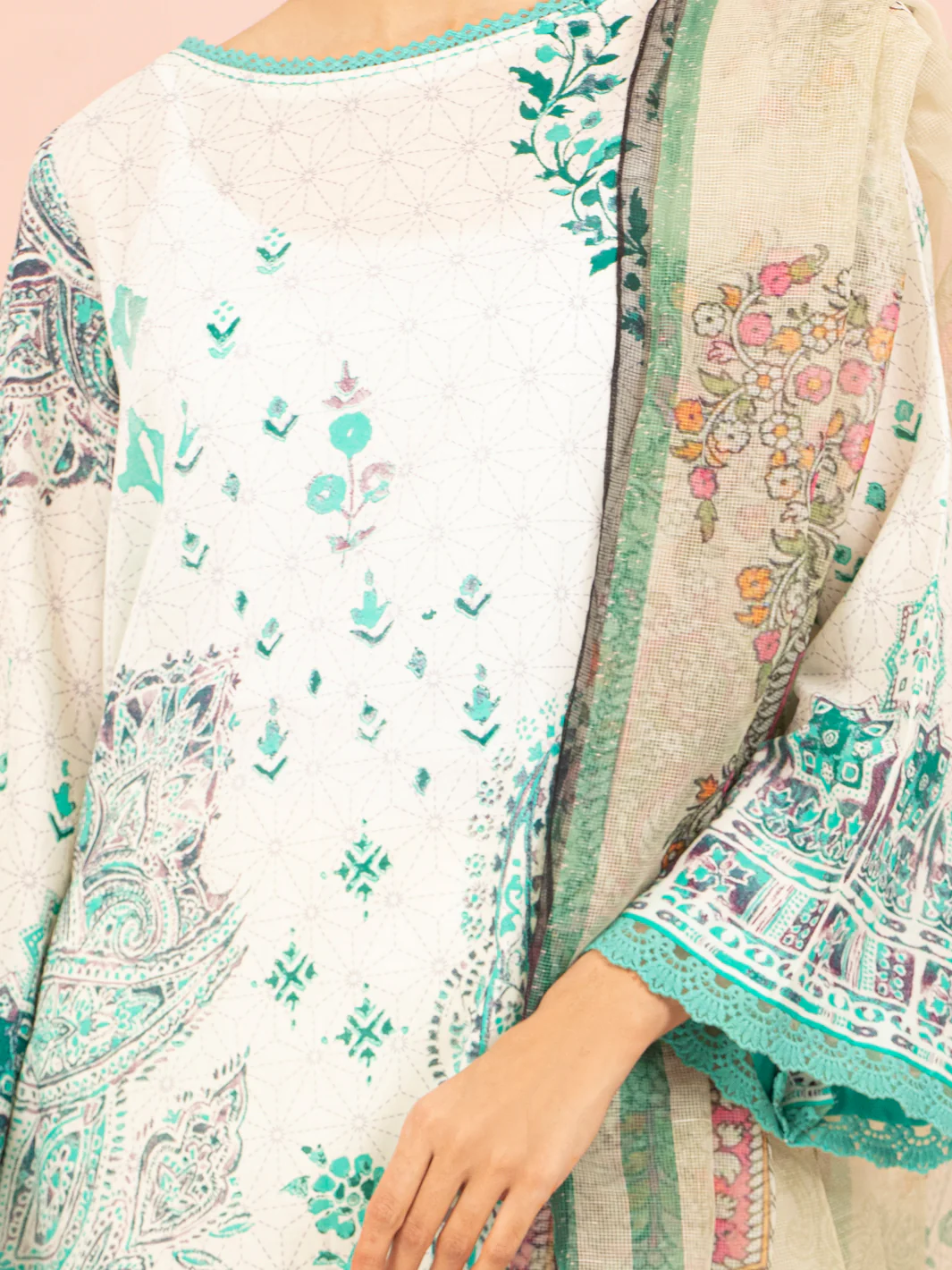 Sage Green Lawn 3 Piece Unstitched - ALP-3PS-1544 - Image 3