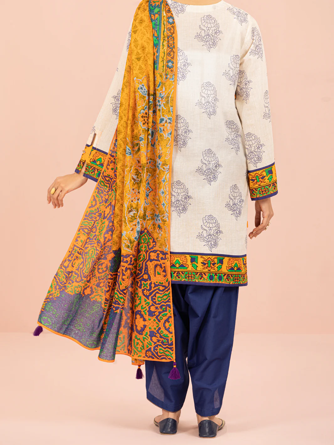 White Lawn 3 Piece Unstitched - ALP-3PS-1548 - Image 2
