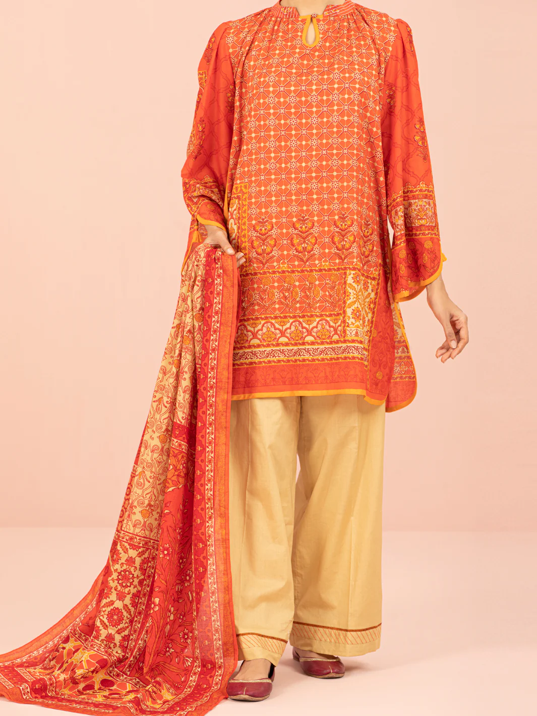 Orange Lawn 3 Piece Unstitched - ALP-3PS-1549