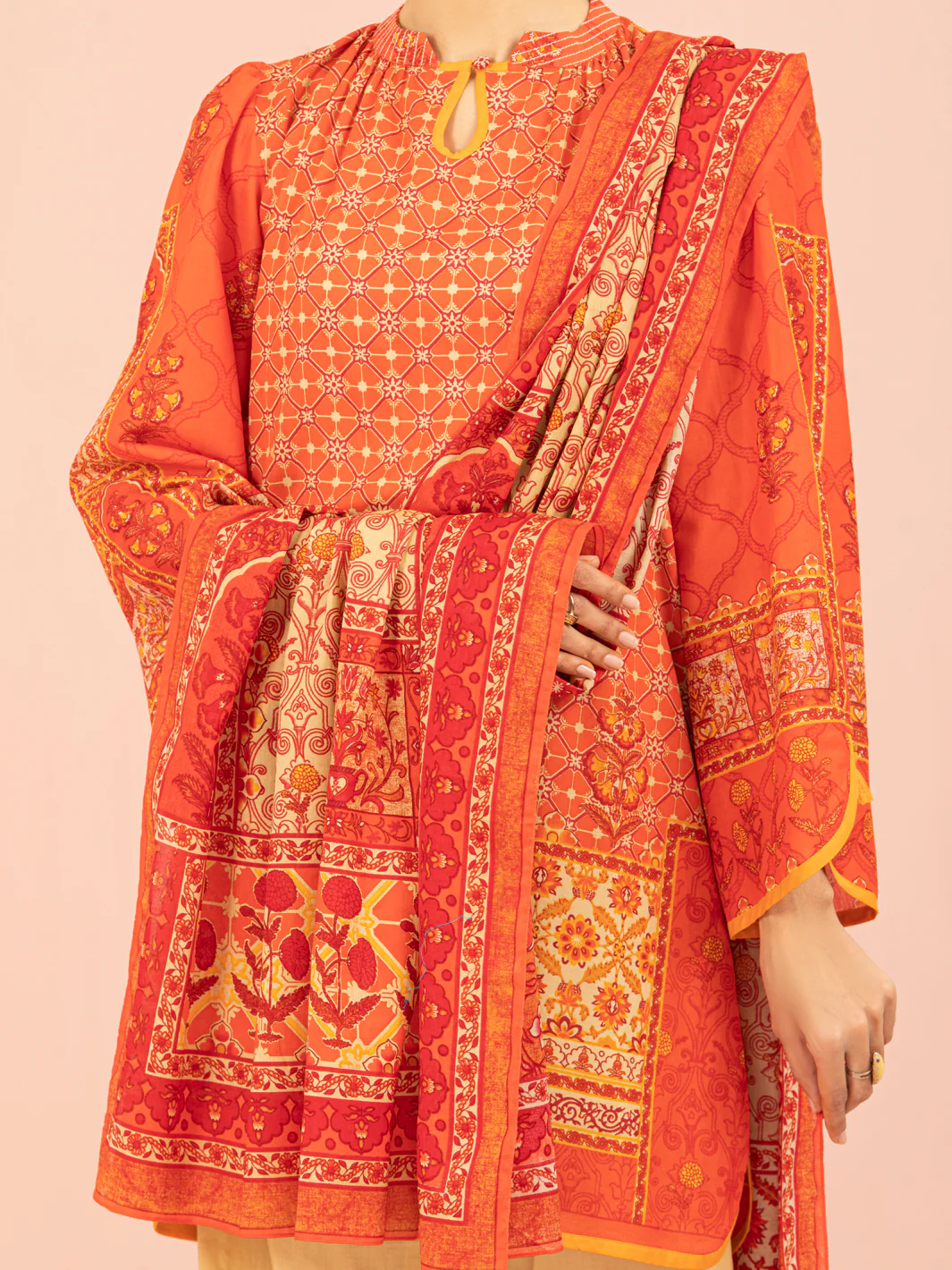 Orange Lawn 3 Piece Unstitched - ALP-3PS-1549 - Image 4