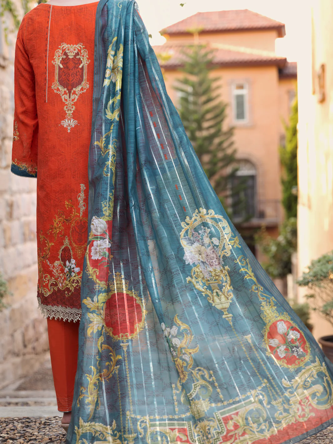 Orange Jacquard 3 Piece Unstitched - ALP-3PS-1572 - Image 2