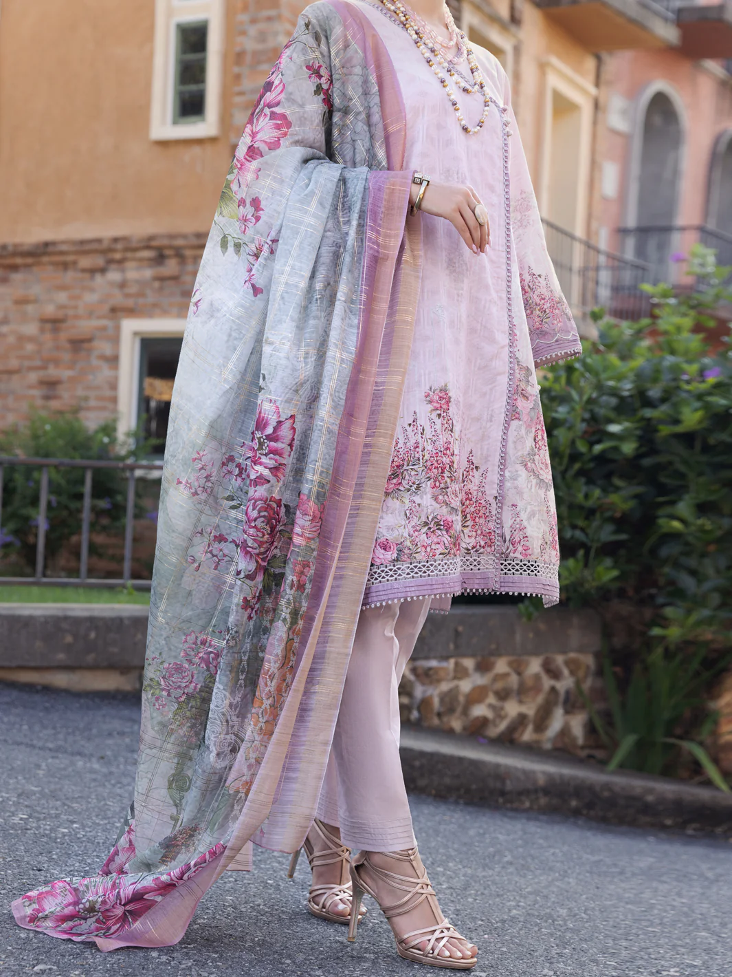 Light Pink Jacquard 3 Piece Stitched - ALP-3PS-1574