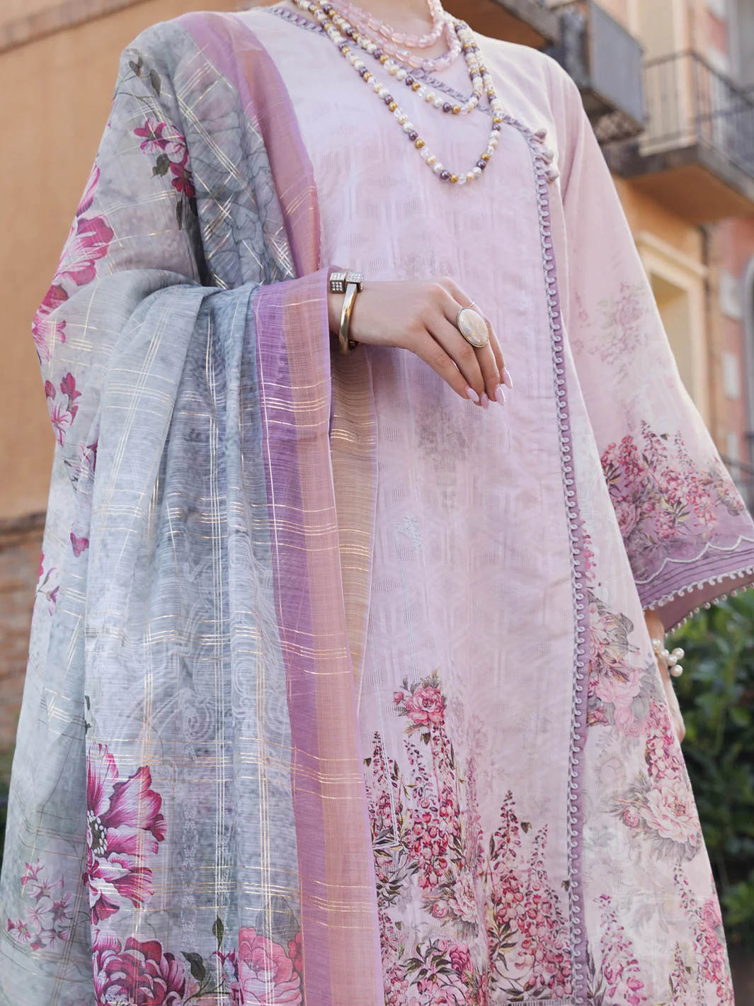 Light Pink Jacquard 3 Piece Stitched - ALP-3PS-1574 - Image 3