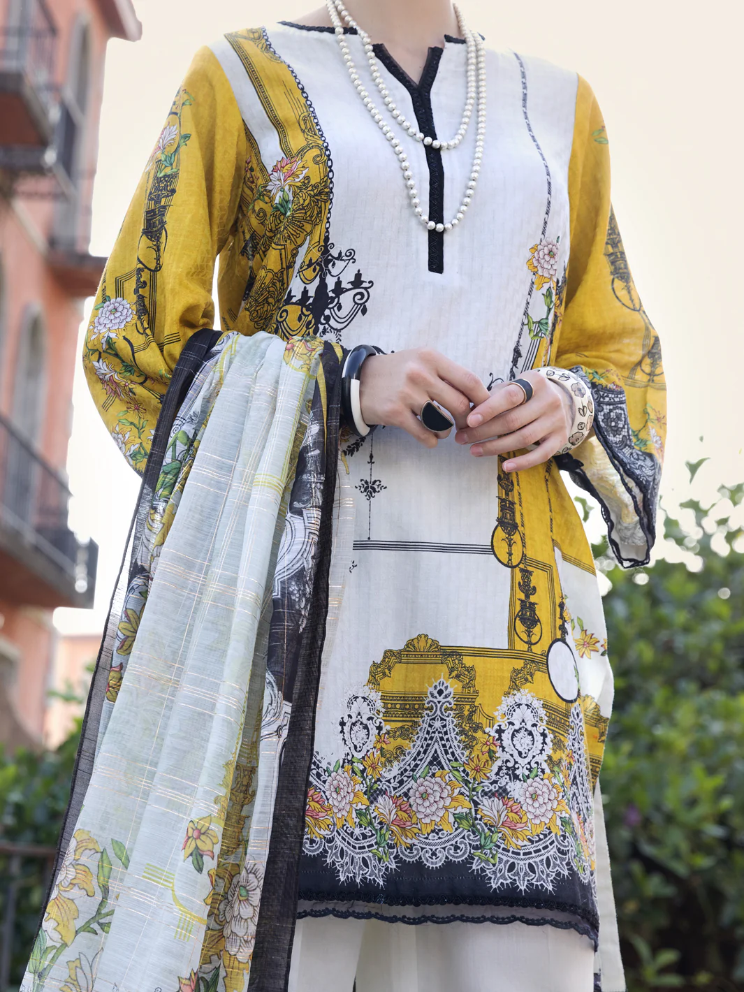 Beige Jacquard 3 Piece Unstitched - ALP-3PS-1575 - Image 3