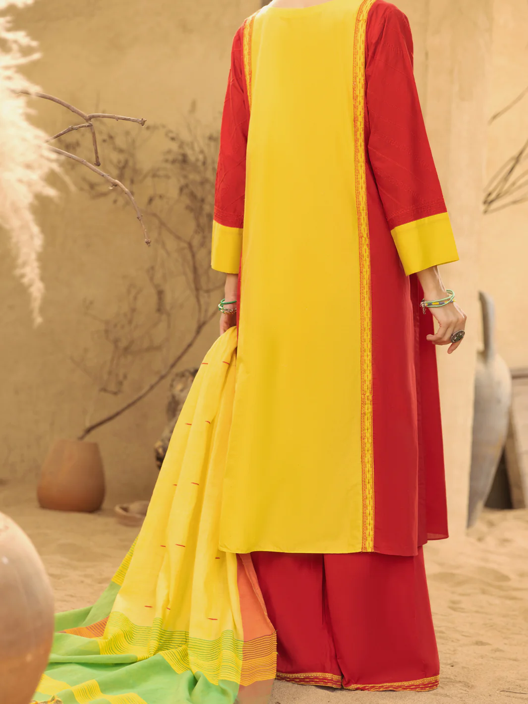 Red & Yellow Lawn 3 Piece Unstitched - ALP-3PS-1581 - Image 2