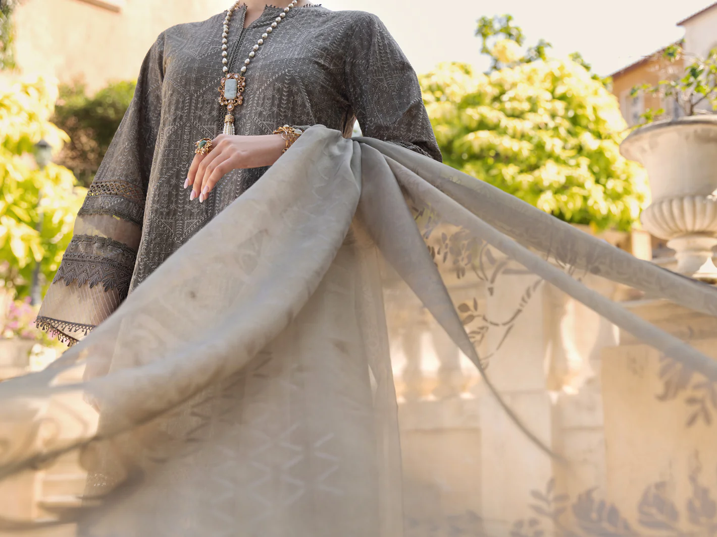 Mehndi Schiffli Lawn 3 Piece Stitched - ALP-3PS-1590 - Image 3