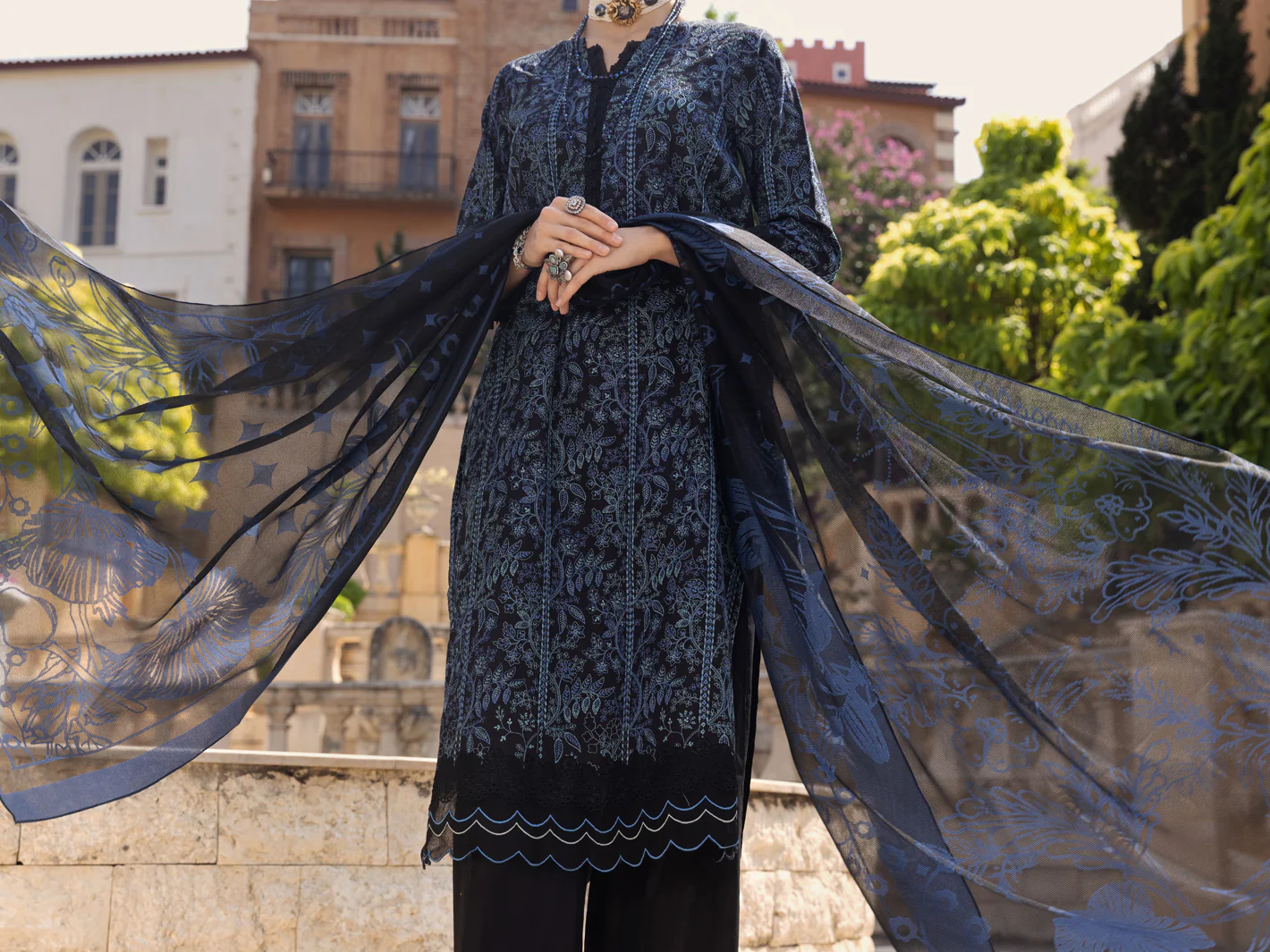 Blue & Black Lawn 3 Piece Unstitched - ALP-3PS-1591 - Image 3