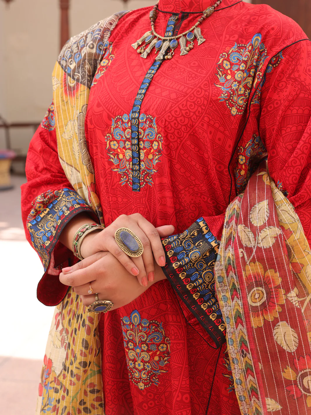 Red Lawn 3 Piece Stitched - ALP-3PS-1606 - Image 3