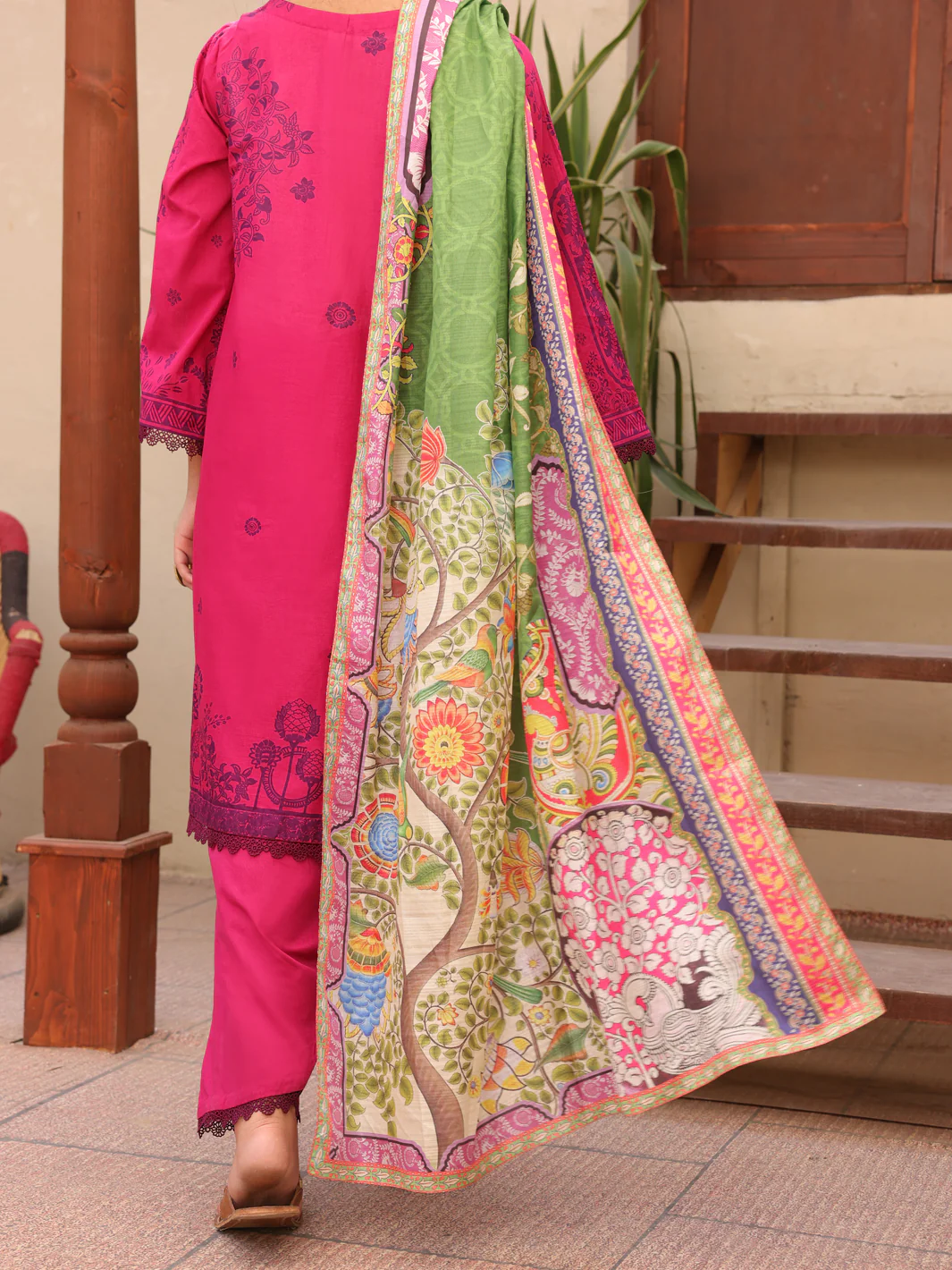 Fuchsia Lawn 3 Piece Stitched - ALP-3PS-1607 - Image 2