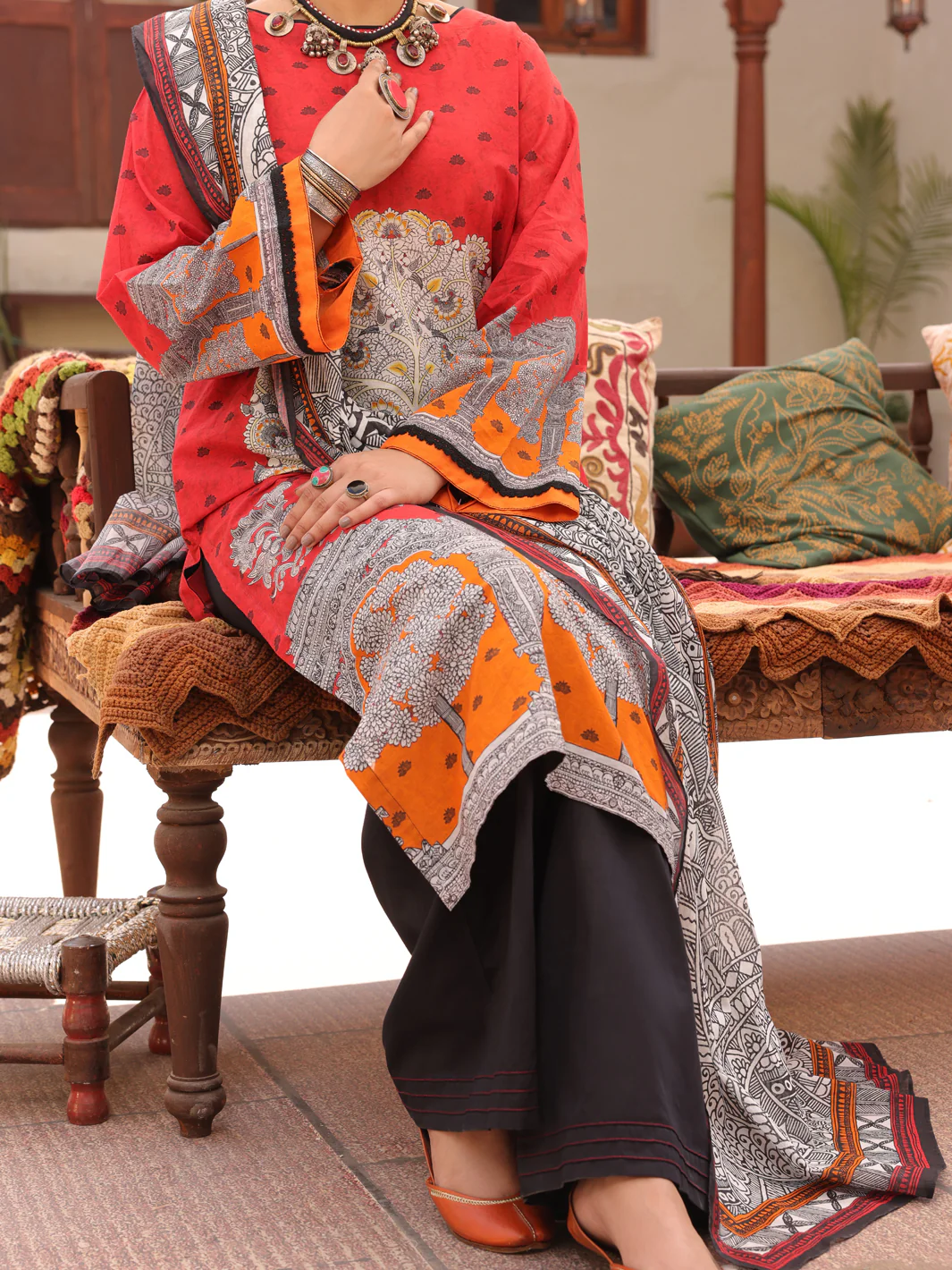 Red Lawn 3 Piece Unstitched - ALP-3PS-1611 - Image 4