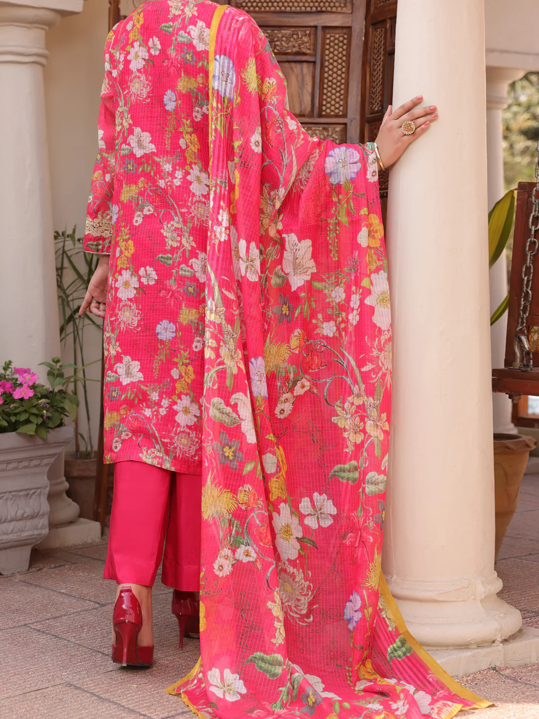 Fuchsia Poly Slub 3 Piece Unstitched - ALP-3PS-1613 - Image 2