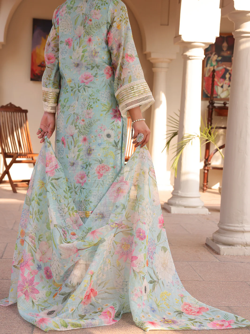 Sage Green Poly Slub 3 Piece Unstitched - ALP-3PS-1614 - Image 2