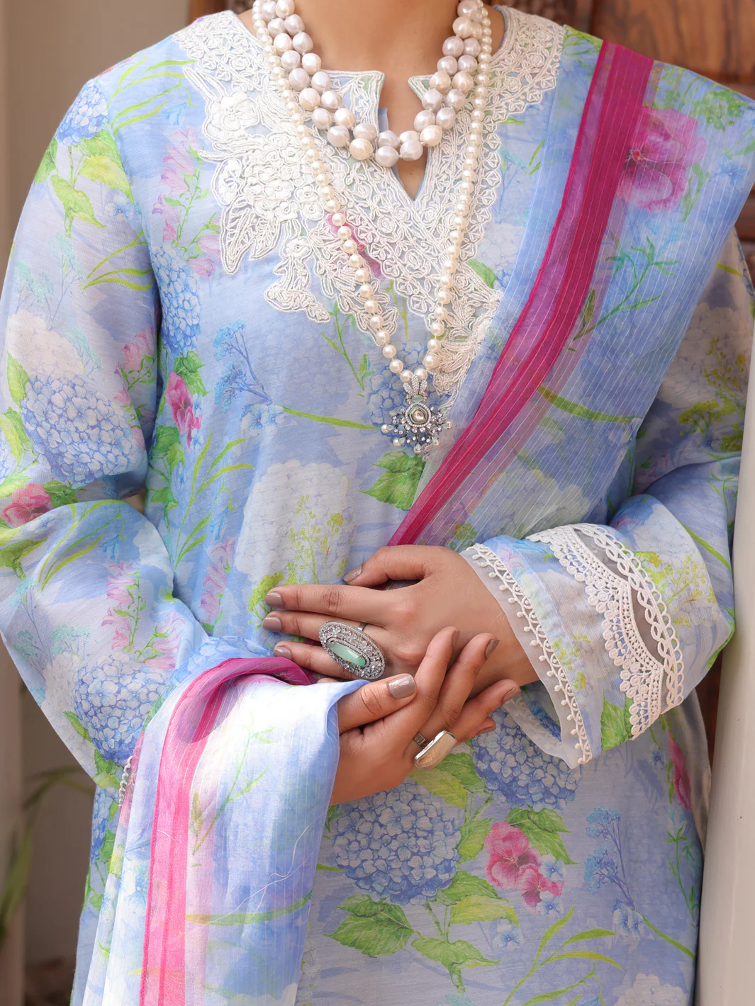 Sky Blue Salsa Silk 3 Piece Unstitched - ALP-3PS-1615 - Image 4