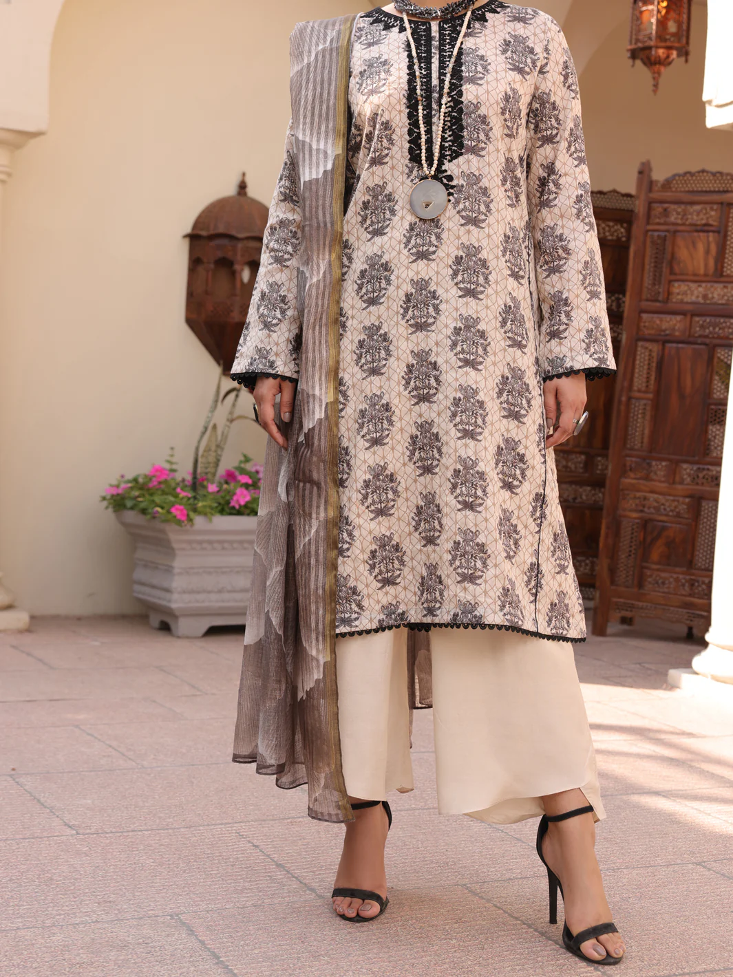 Grey Lino Kara 3 Piece Unstitched - ALP-3PS-1617