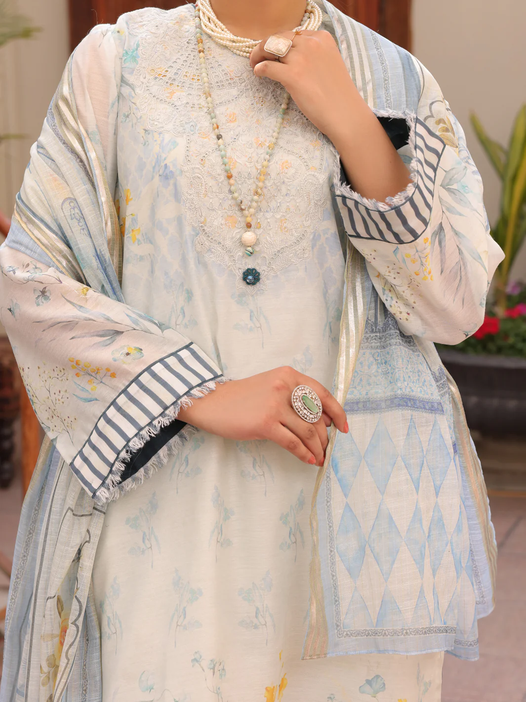 Sky Blue Salsa Silk 3 Piece Unstitched - ALP-3PS-1619 - Image 4