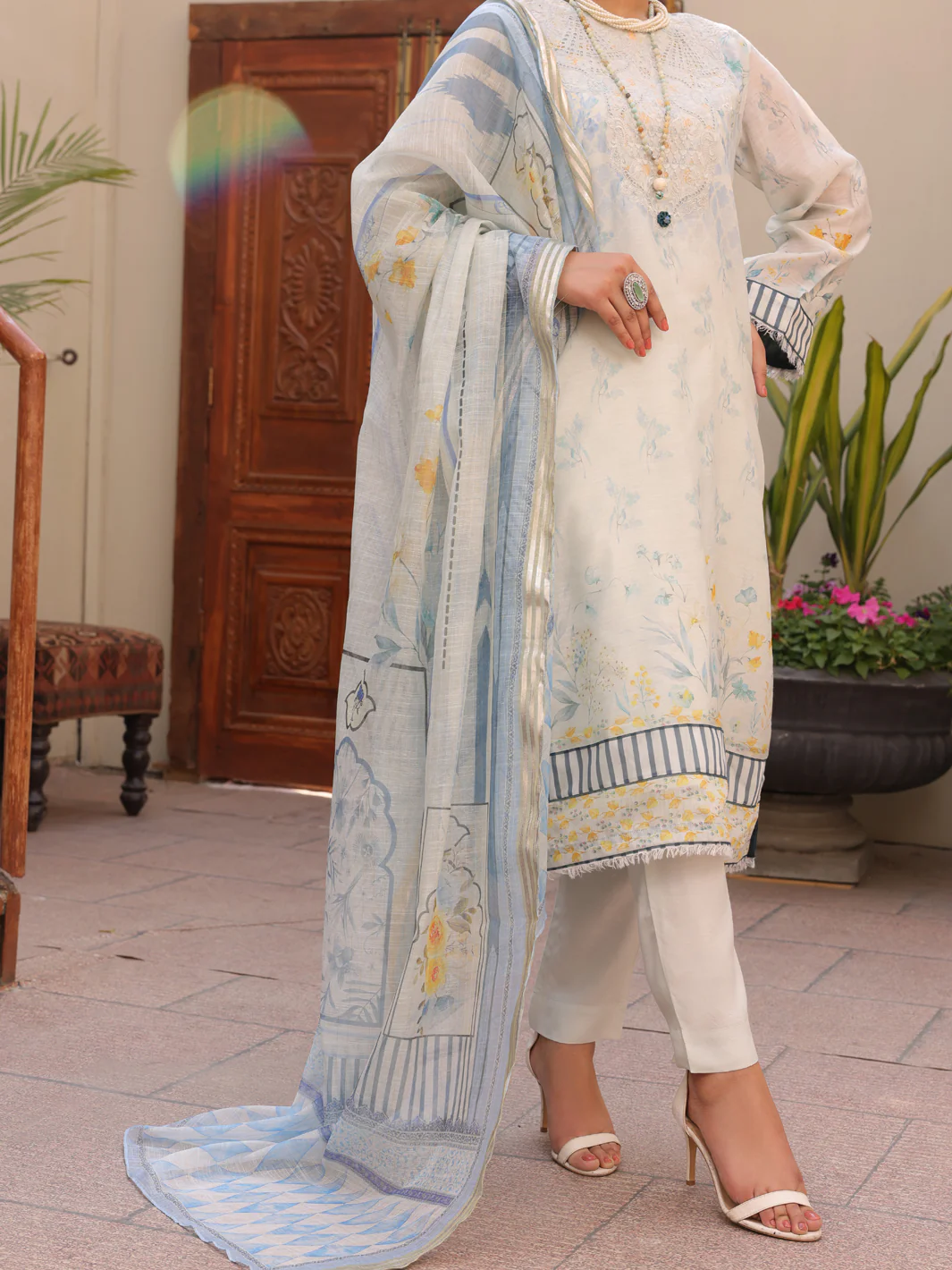 Sky Blue Salsa Silk 3 Piece Stitched - ALP-3PS-1619