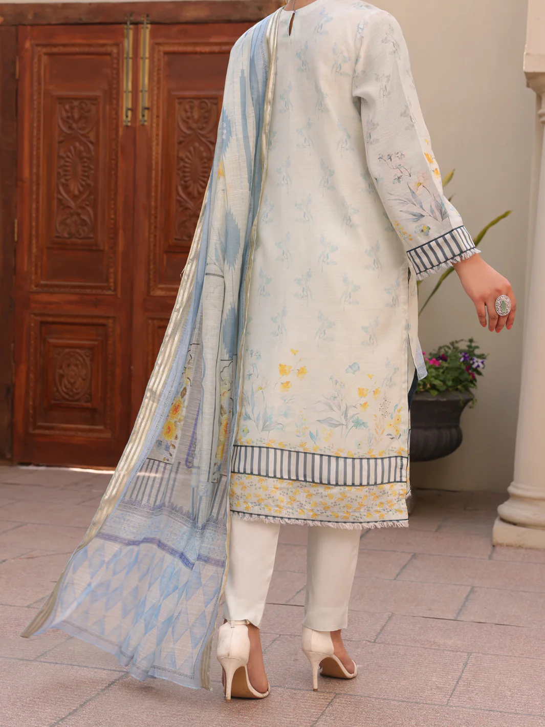 Sky Blue Salsa Silk 3 Piece Stitched - ALP-3PS-1619 - Image 2