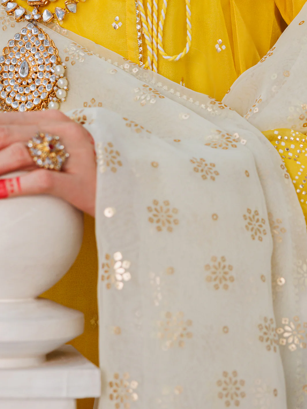 Yellow Organza 3Pc Unstitched - ALP-3PS-1627 - Image 3