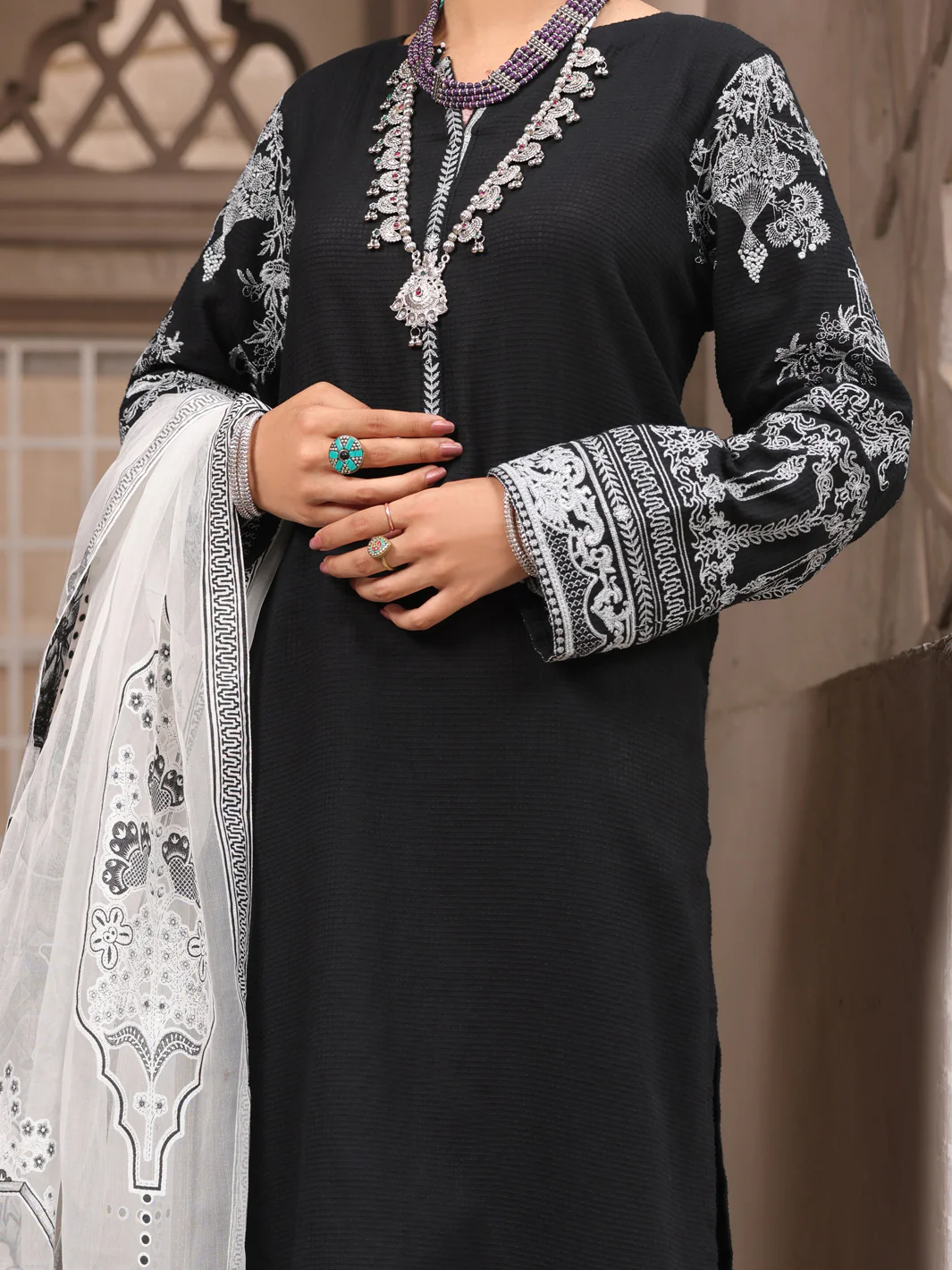 Black Square Dobby 3 Piece Stitched - ALP-3PS-1635 - Image 3